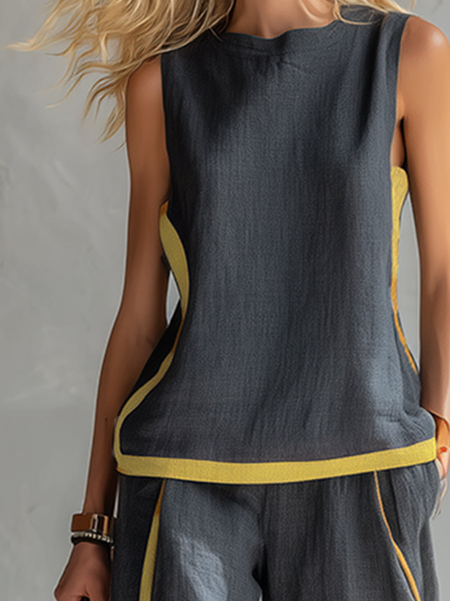 Leyla - Elegant Two Piece Set With Tank top and Loose Trousers