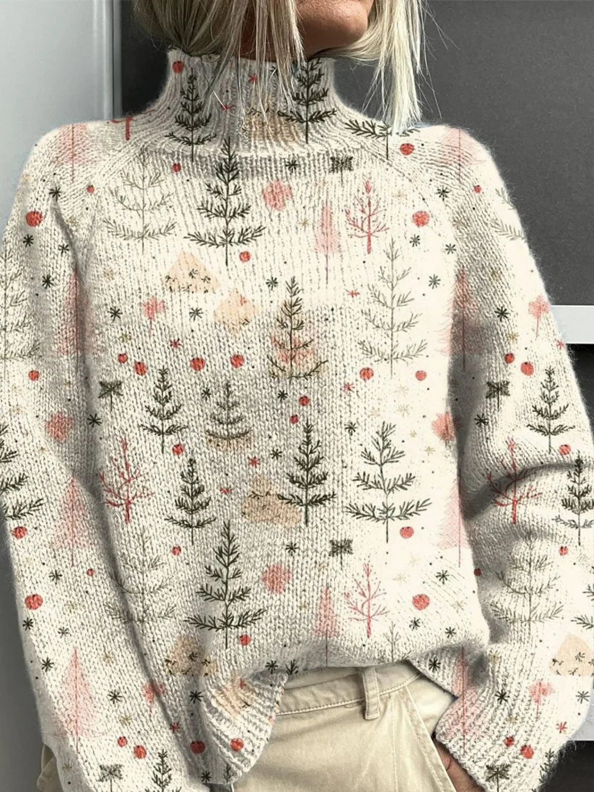 Luna | Warm Oversized Jumper with Floral Pattern