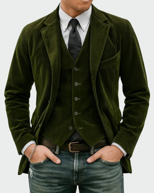 Timo | Two-Piece Set: Blazer and Waistcoat with Ribbed Pattern