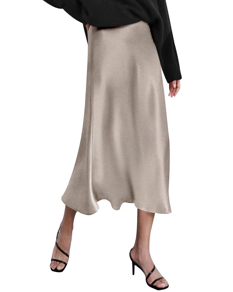 Eleanor | Elegant Satin Midi Skirt