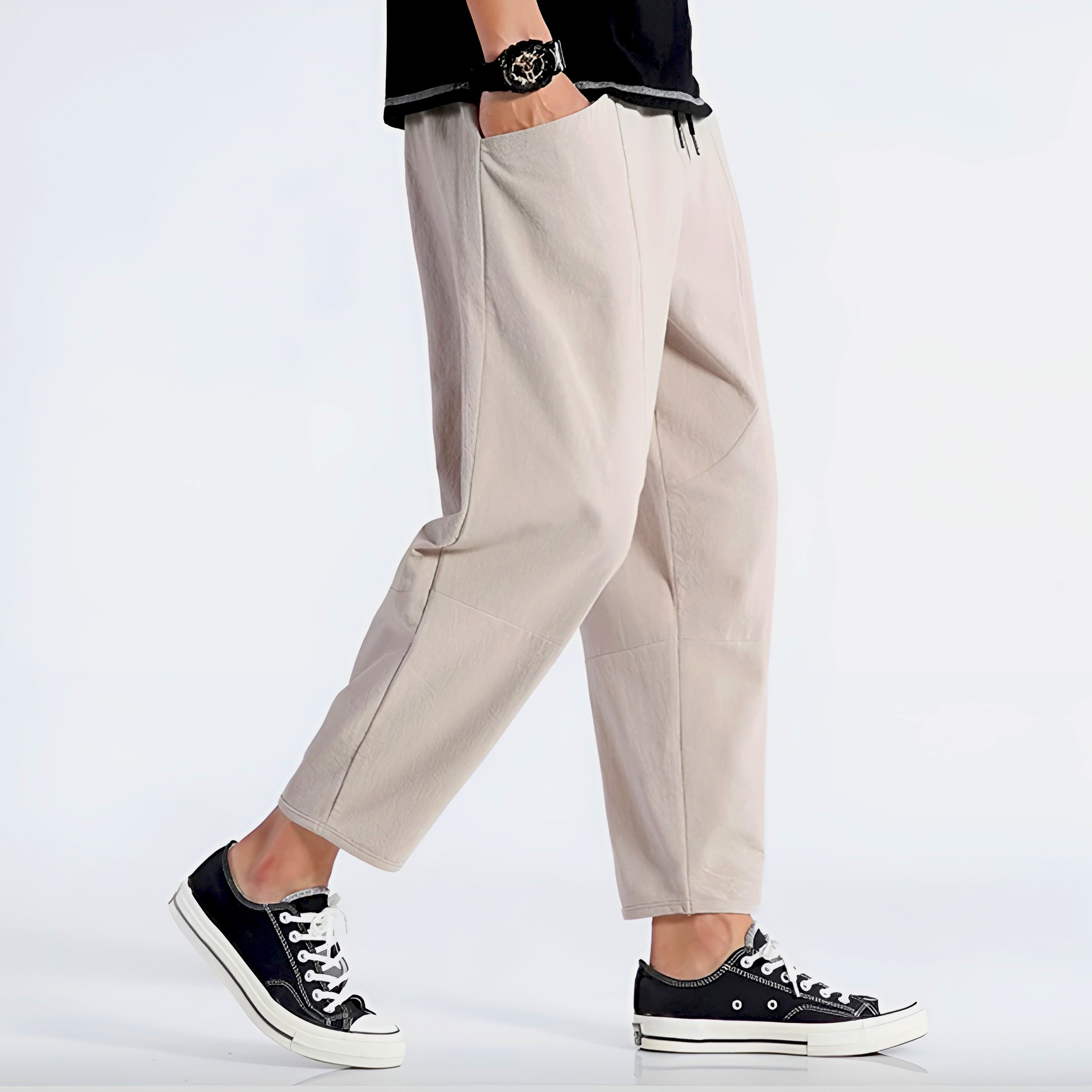 Harrison | Relaxed Cotton-Linen Cropped Trousers