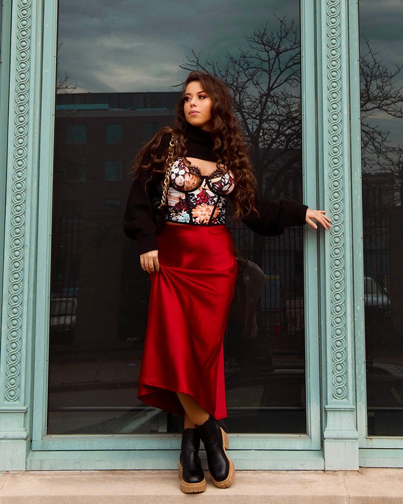 Eleanor | Elegant Satin Midi Skirt