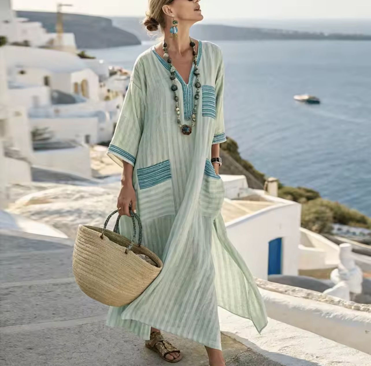 Elegant Mary | Long Beach Dress for a Stylish Summer Look