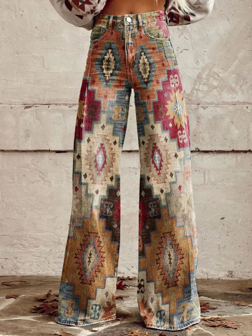 Cirilla | Vibrant Retro Wide-Leg Trousers
