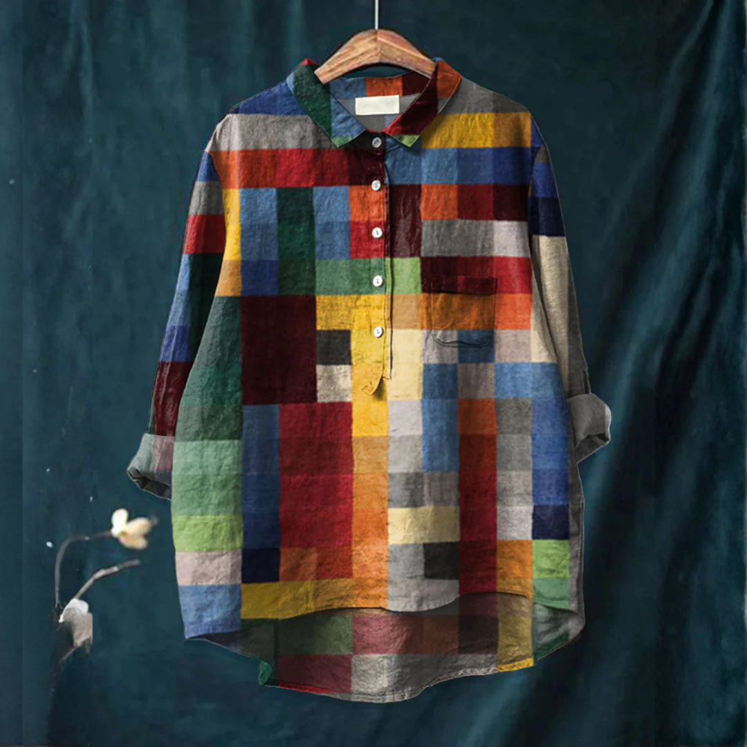 Mirella | Vibrant Lightweight Square Patterned Blouse