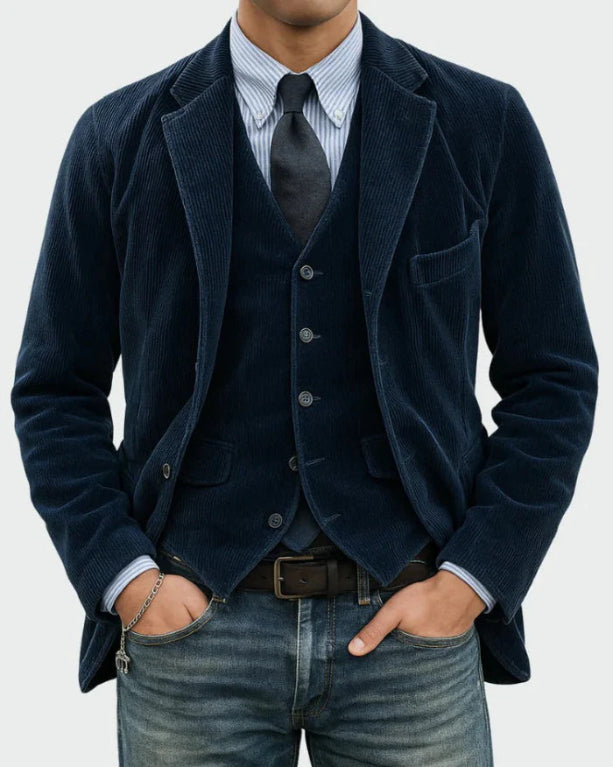 Timo | Two-Piece Set: Blazer and Waistcoat with Ribbed Pattern