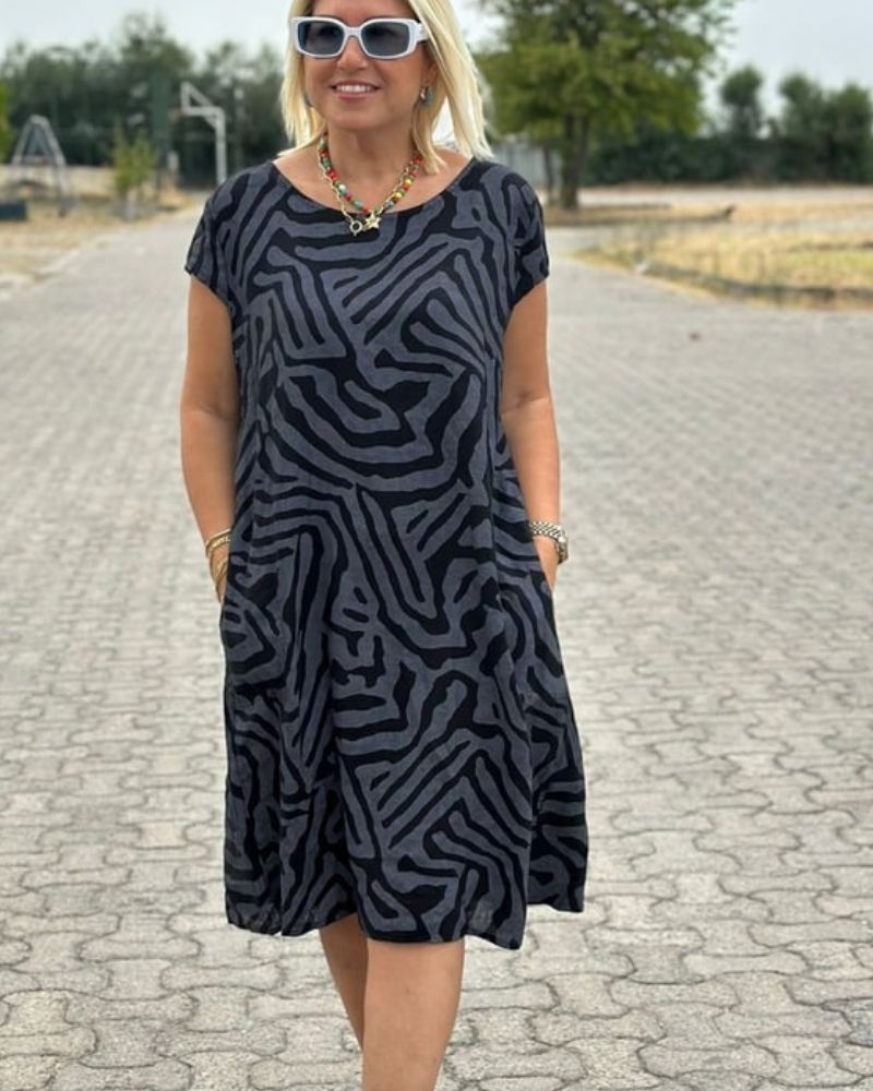 Hannah | patterned summer dress with a breathable blend