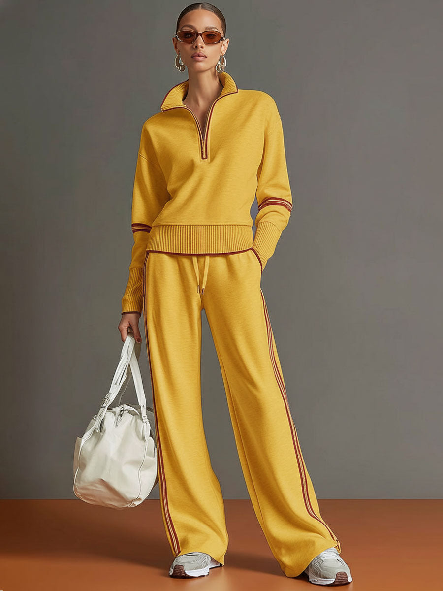 Mariette | Elegant Lounge Set With a Zipup & wide-leg trousers