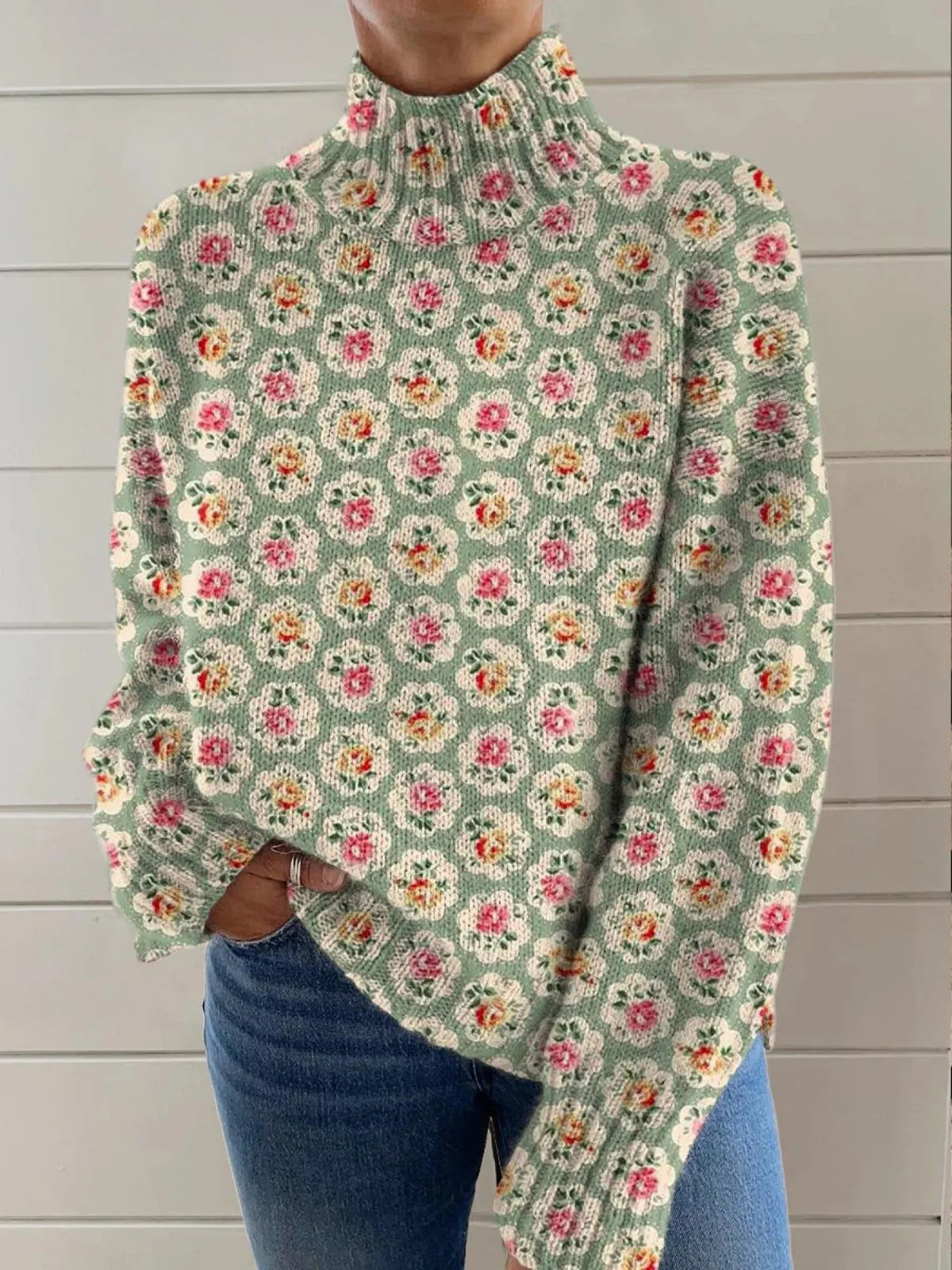 Nicol | Warm Oversized Jumper with Floral Pattern