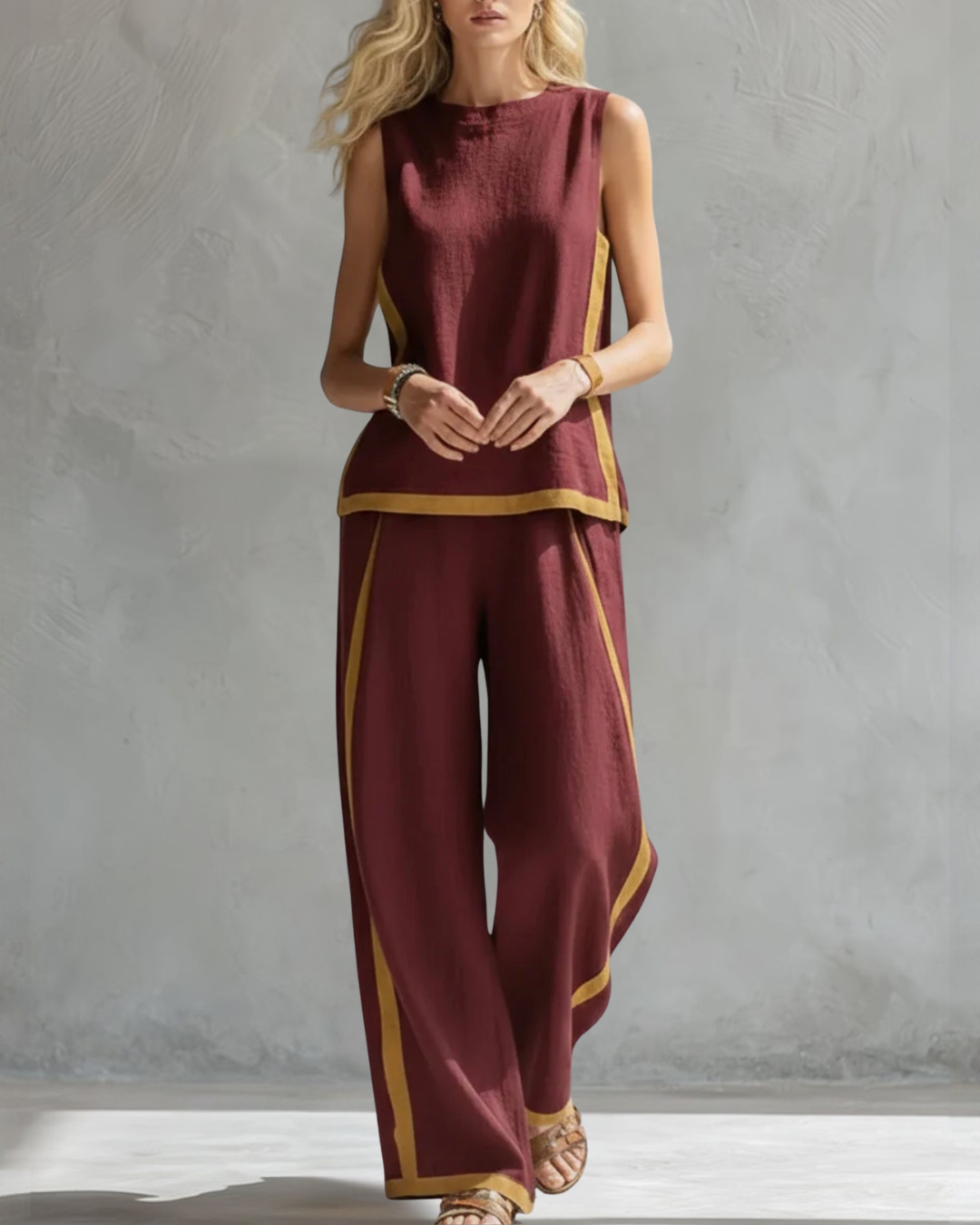 Leyla - Elegant Two Piece Set With Tank top and Loose Trousers
