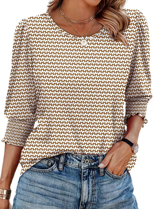 Emily | Women's blouses with an elegant casual look, three-quarter sleeves and pleated cuffs.