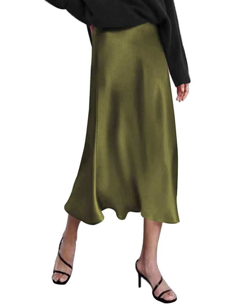 Eleanor | Elegant Satin Midi Skirt