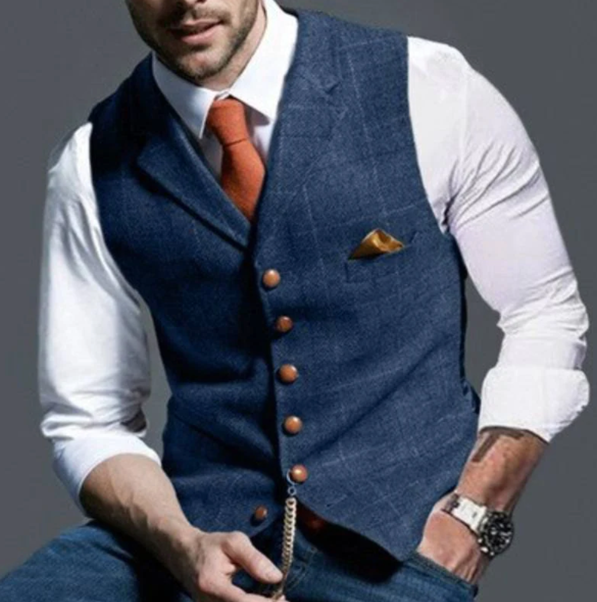 Samuel | Tailored Textured Waistcoat with Lapel Collar