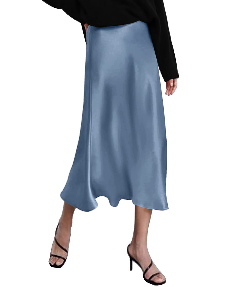 Eleanor | Elegant Satin Midi Skirt