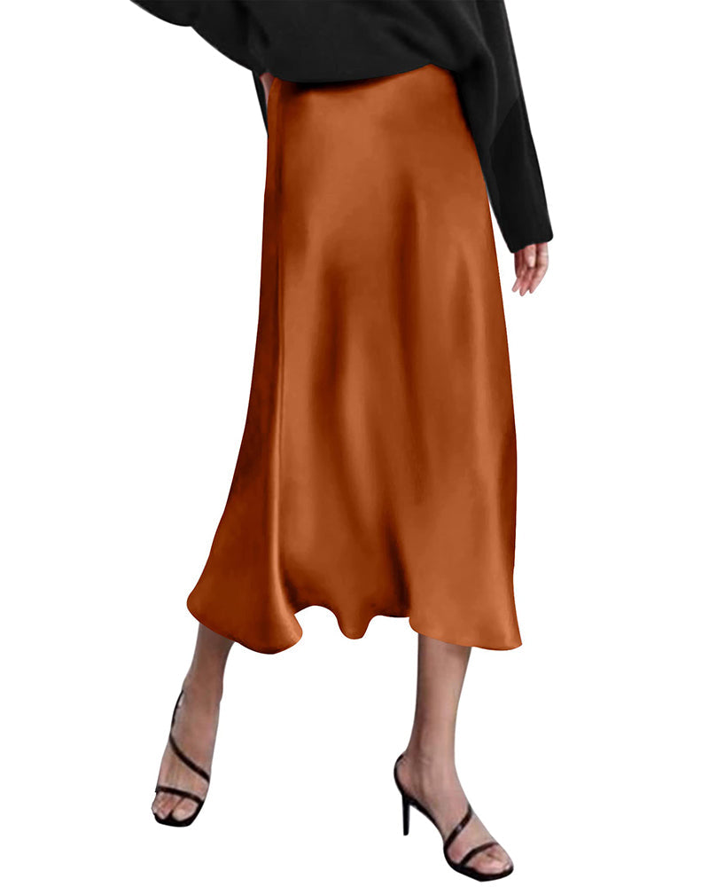 Eleanor | Elegant Satin Midi Skirt