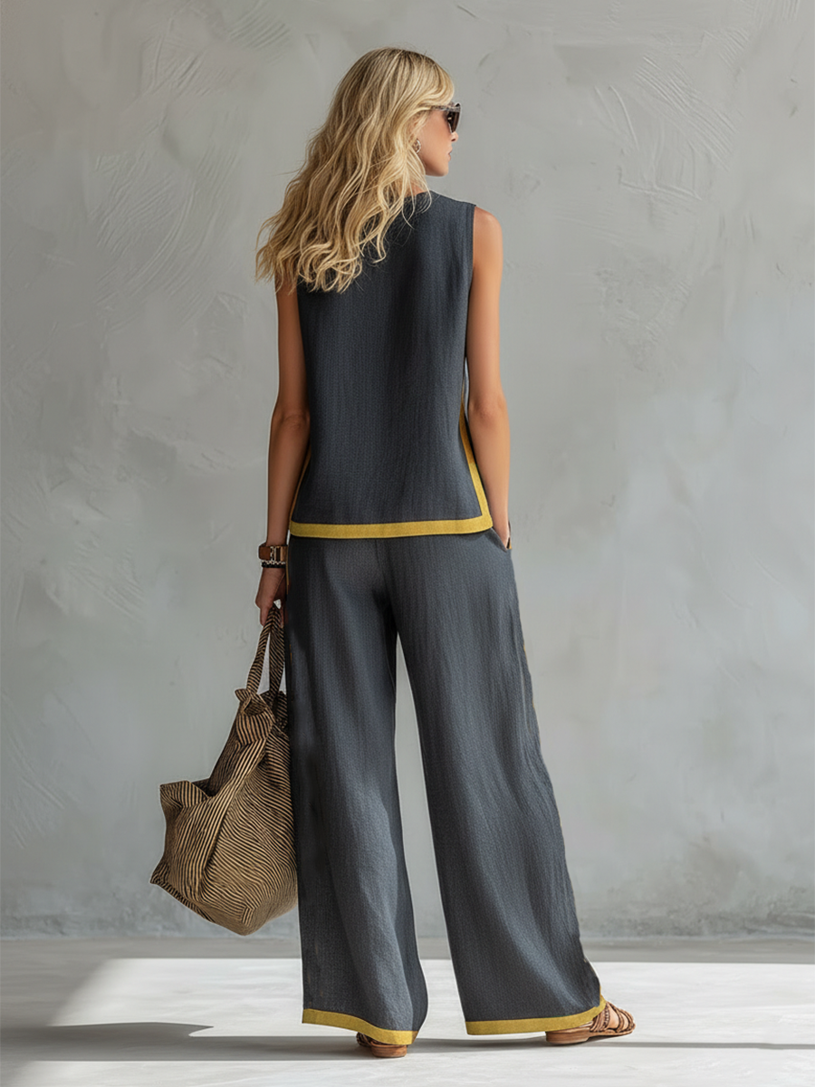 Leyla - Elegant Two Piece Set With Tank top and Loose Trousers