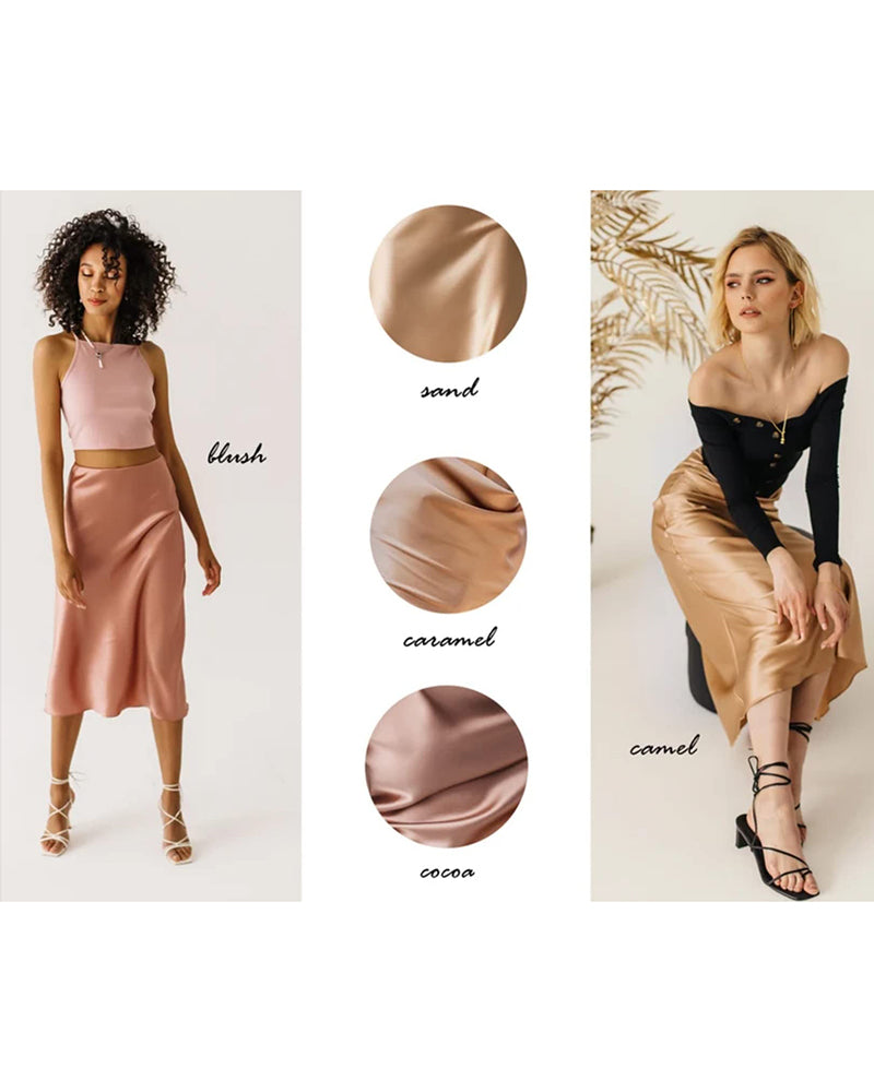 Eleanor | Elegant Satin Midi Skirt