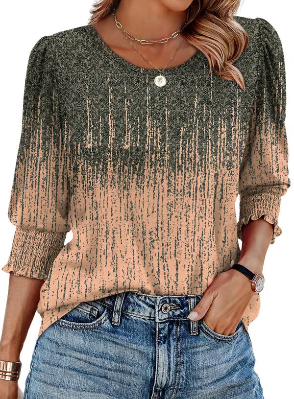 Emily | Women's blouses with an elegant casual look, three-quarter sleeves and pleated cuffs.